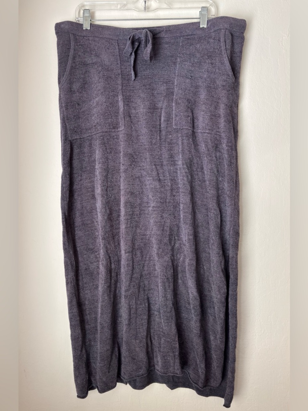 Barefoot Dreams CozyChic Ultra Lite Knit Maxi Skirt Sz 1X Purple Gray Side Slit